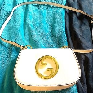 Gucci White Leather Blondie Shoulder Bag
